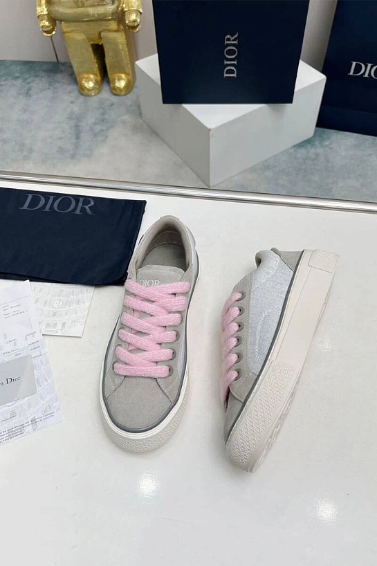 Женские комбинированные кроссовки Dior бежевого цвета