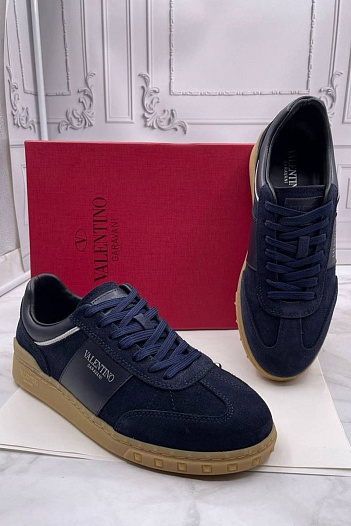 Замшевые кроссовки Valentino Garavani Upvillage - Navy   