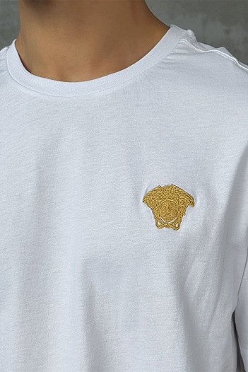 Белая оверсайз футболка Versace Medusa Head patch   