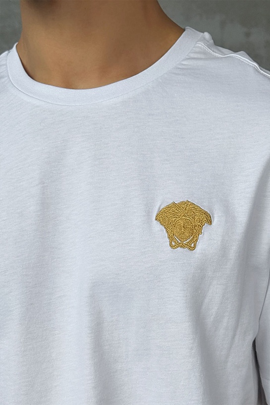 Белая оверсайз футболка Versace Medusa Head patch