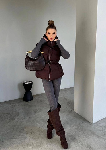 Женский коричневый жилет Prada premium   