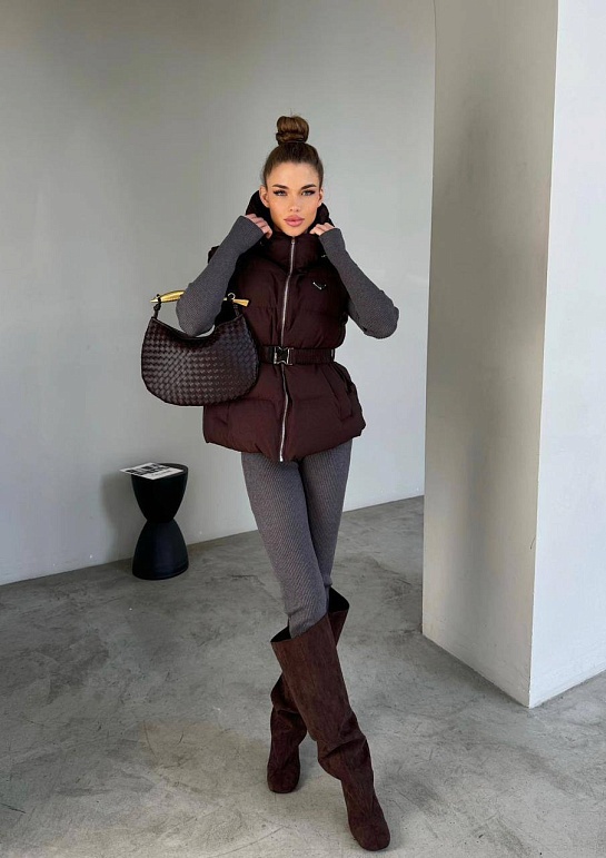 Женский коричневый жилет Prada premium