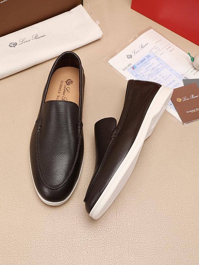 Мужские кожаные лоферы Loro Piana Summer Walk - Brown   