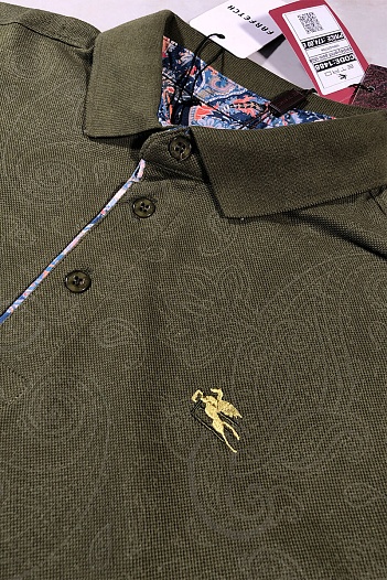 Тёмно-зелёное мужское поло Etro embroidered-logo   