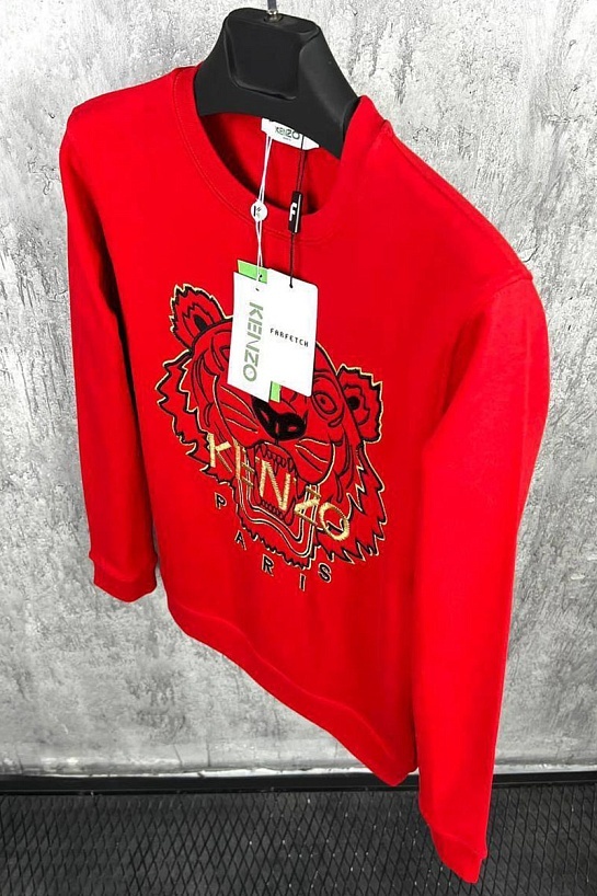 Красный мужской свитшот Kenzo Tiger Head embroidered