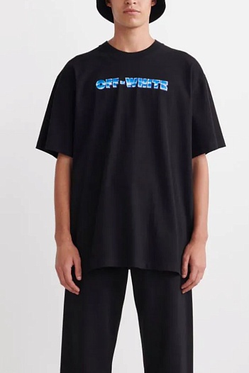 Чёрная оверсайз футболка Off-White Blue Metal Arrows   