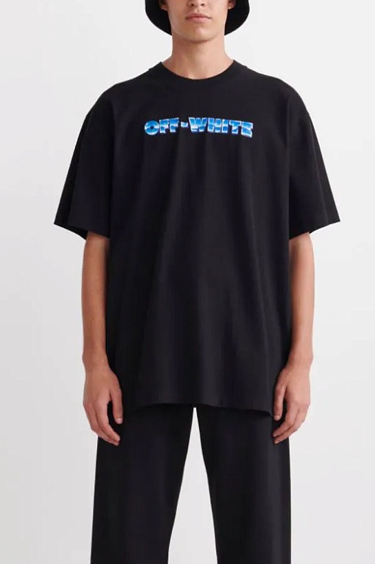 Чёрная оверсайз футболка Off-White Blue Metal Arrows