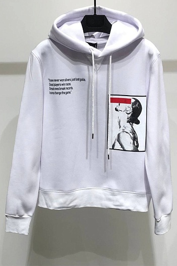 Утеплённое худи на флисе Dsquared2 x Ibrahimovic "ICON" - White   