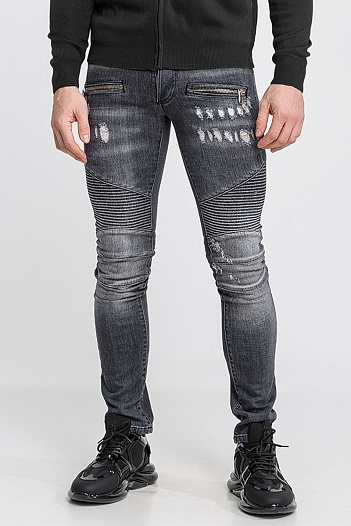 Мужские чёрные джинсы Balmain Paris Slim Fit   