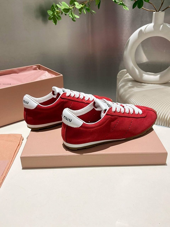 Женские замшевые кроссовки MIU MIU Premium - Red