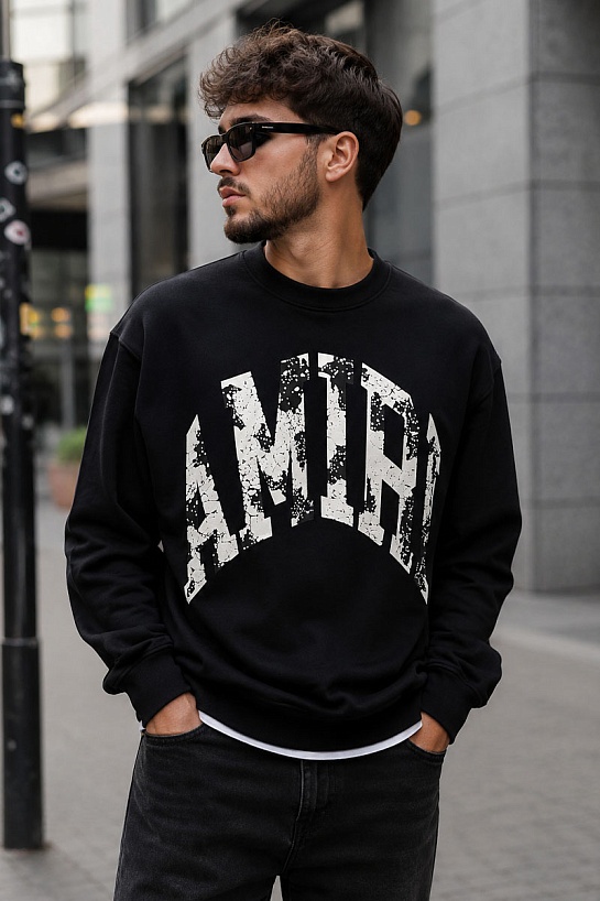 Мужской чёрный свитшот Amiri Collegiate logo-print