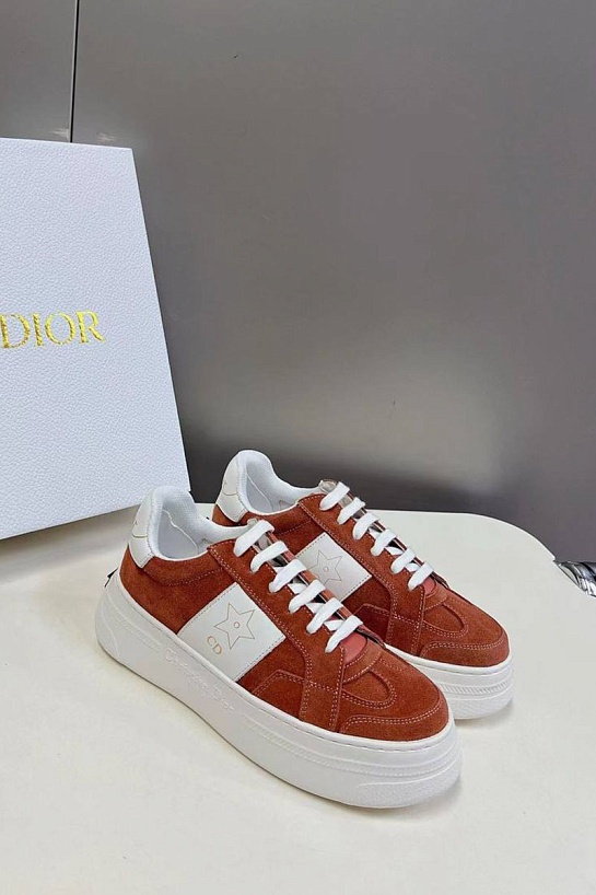 Женские комбинированные кроссовки  Dior Stars - Brown