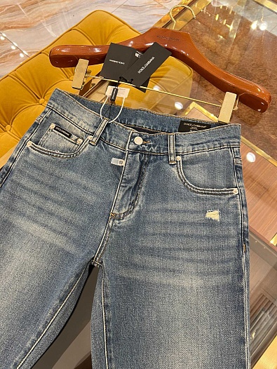 Мужские синие джинсы Dolce & Gabbana slim fit Premium   