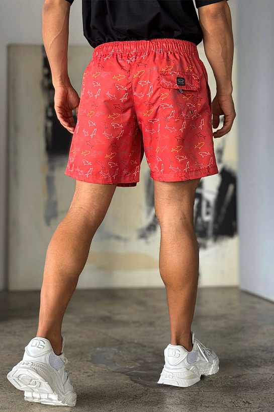Мужские красные шорты Paul & Shark shark-print