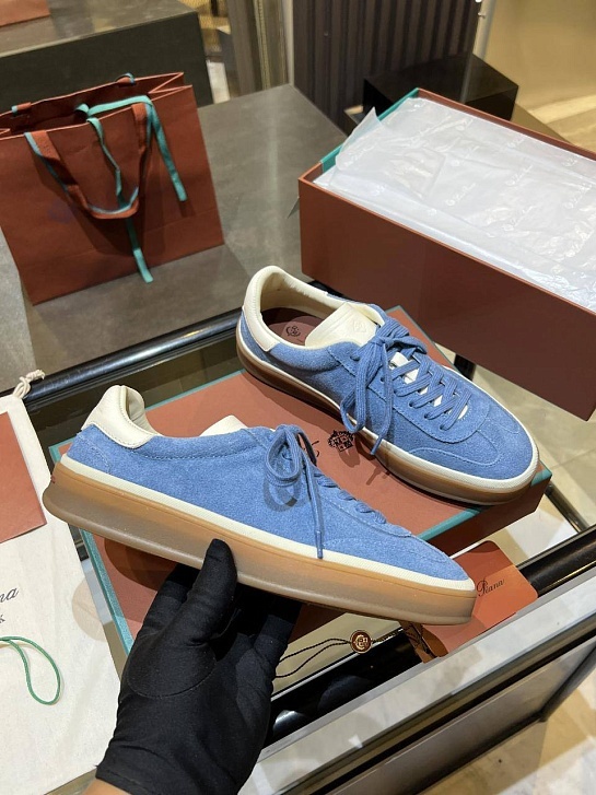 Женские замшевые кроссовки Loro Piana Premium - Blue