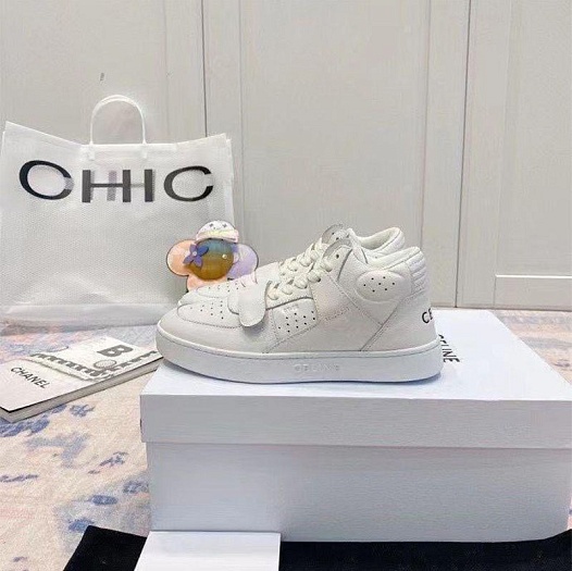 Женские кожаные кроссовки Celine - White   