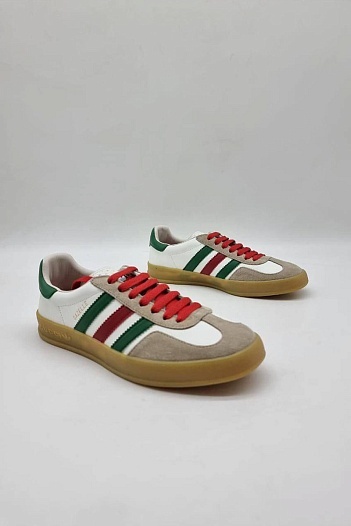 Женские кроссовки Gucci x Adidas Gazelle Collaboration - White   