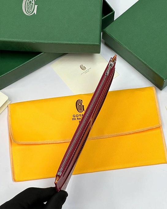 Кожаный кошелек Goyard Insert Louise Premium 21x11см - Red