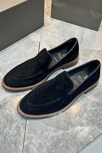 Замшевые лоферы Brunello Cucinelli - Black   