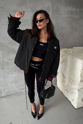 Женские леггинсы MIU MIU чёрного цвета   