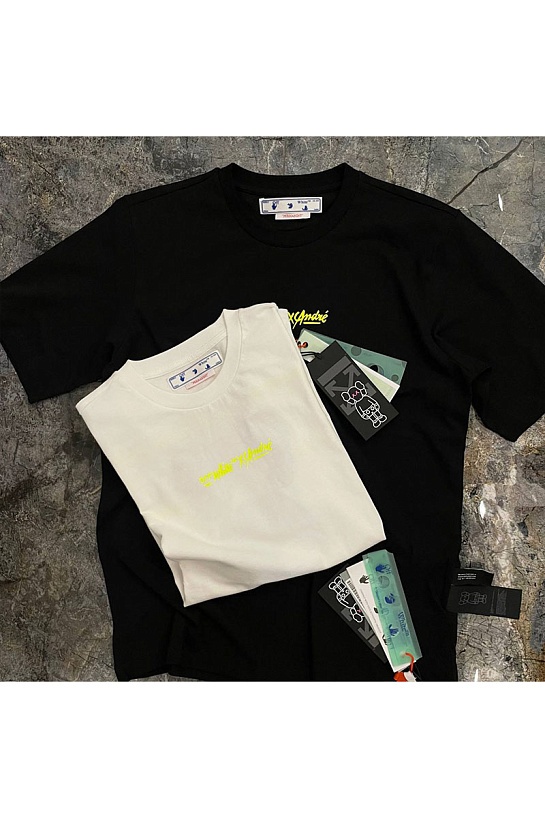 Чёрная оверсайз футболка Off-White x Kaws