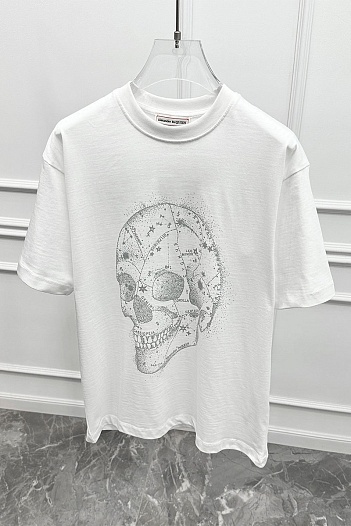 Футболка белого цвета Alexander McQueen Skull   
