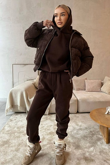 Женский костюм на флисе Celine кофейного цвета   