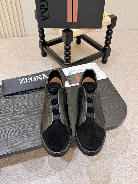 Мужские кроссовки Ermenegildo Zegna Triple Stitch - Black