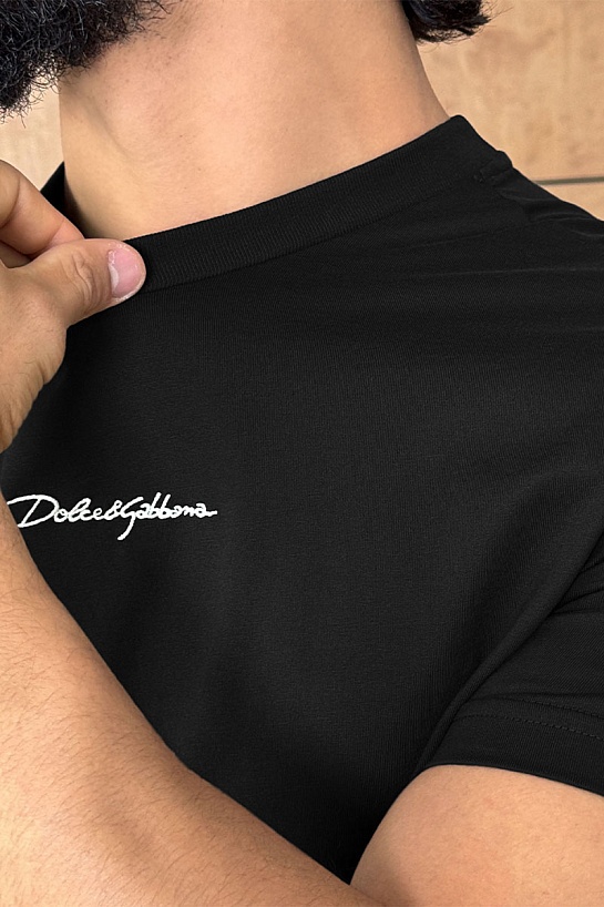 Футболка чёрного цвета Dolce & Gabbana logo-embroidered