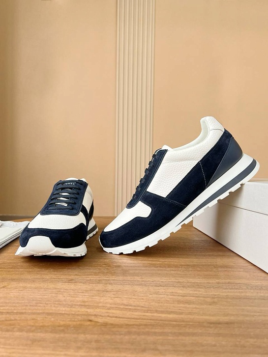 Комбинированные кроссовки Brunello Cucinelli Premium - White / Navy