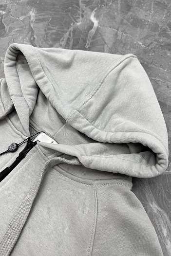 Серая кофта на молнии Stone Island compass-patch   