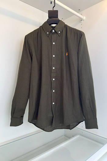 Льняная рубашка Polo Ralph Lauren pony-embroidered - Khaki   