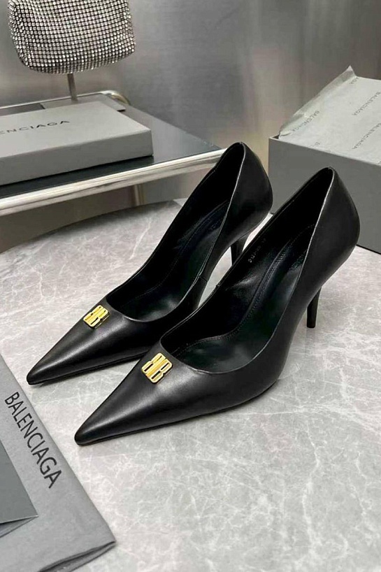 Женские кожаные туфли на каблуке Balenciaga premium