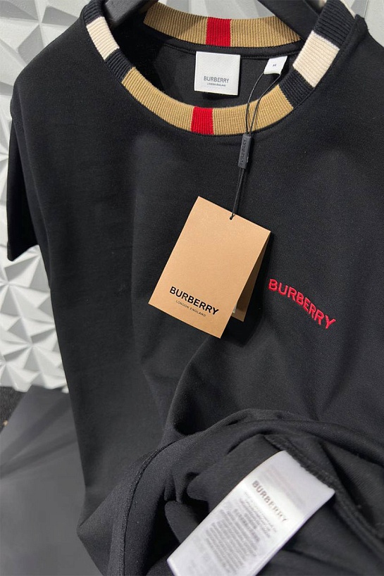Чёрная оверсайз футболка Burberry Icon Stripe Jayson