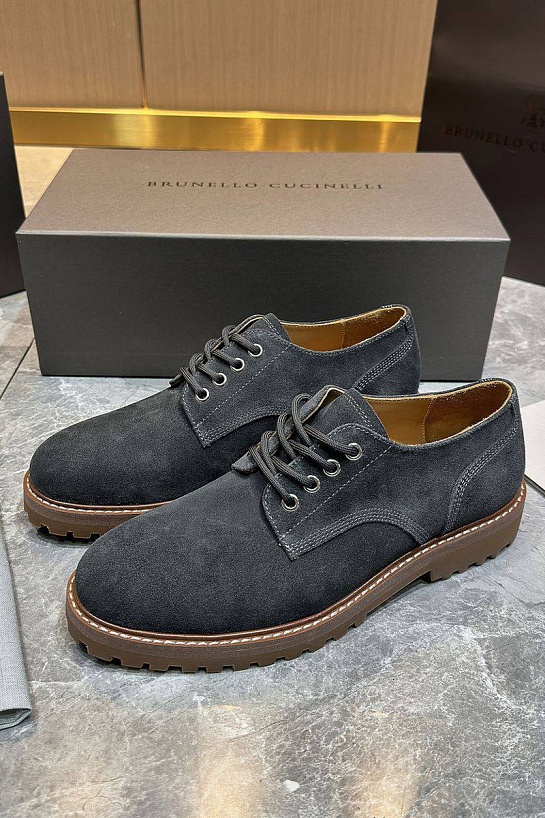 Замшевые ботинки Brunello Cucinelli серого цвета