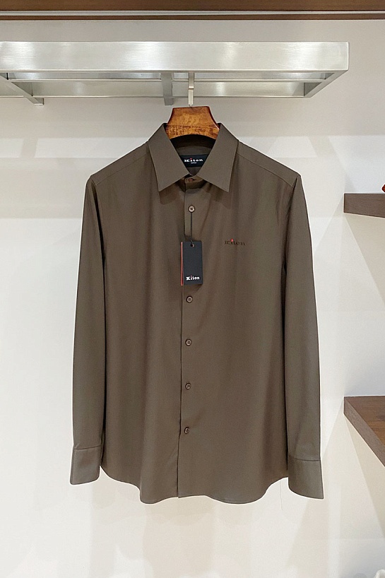 Мужская коричневая рубашка Kiton premium