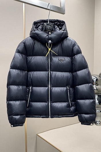 Мужской пуховик Prada logo-plaque - Navy   