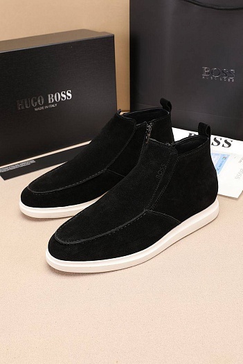 Замшевые лоферы с мехом Hugo Boss high-top - Black   