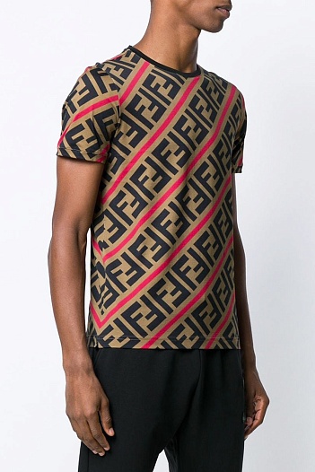 Мужская футболка Fendi Double F - Brown   