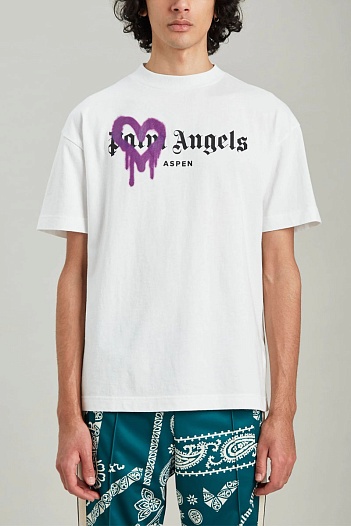Мужская футболка Palm Angels Heart Sprayed Aspen - White   