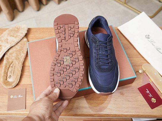 Замшевые кроссовки Loro Piana Week End Walk - Navy