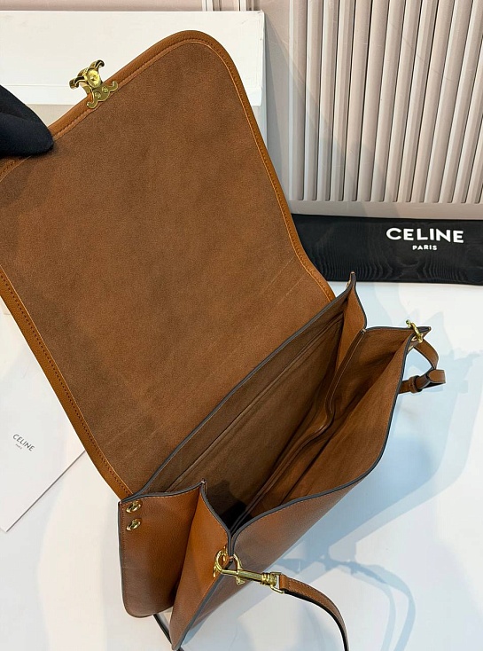 Кожаная сумка Celine Soft Triomphe Besace premium 34x25x13 см