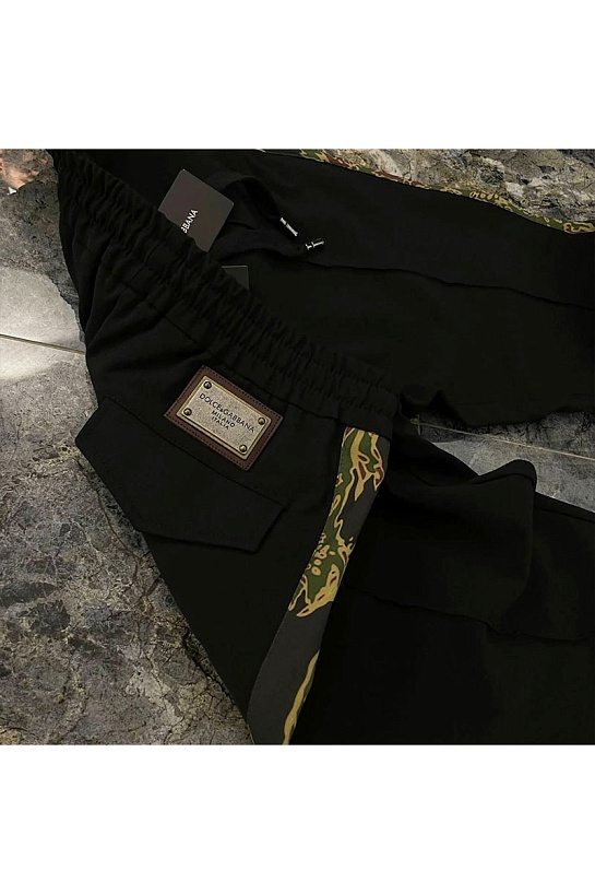 Чёрные штаны Dolce&Gabbana Camouflage Stripe