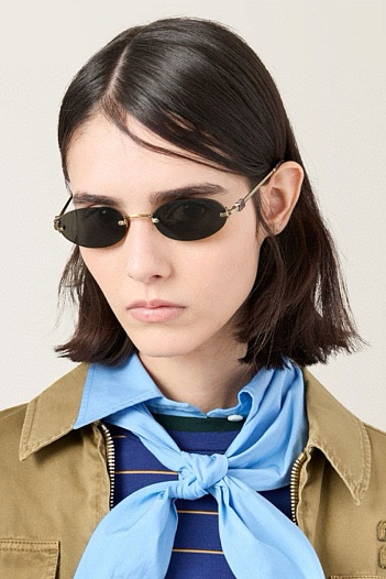 Женские солнцезащитные очки MIU MIU с чёрными линзами   