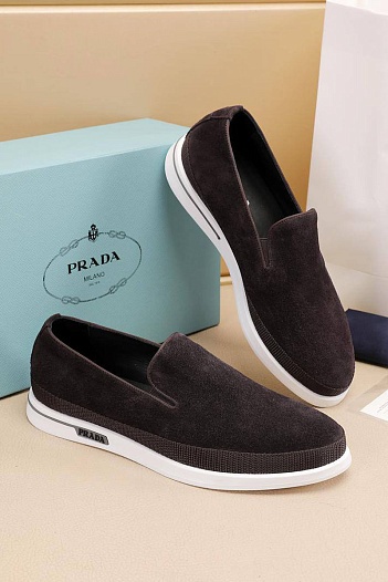 Мужские замшевые слипоны Prada Saint Tropez - Brown   