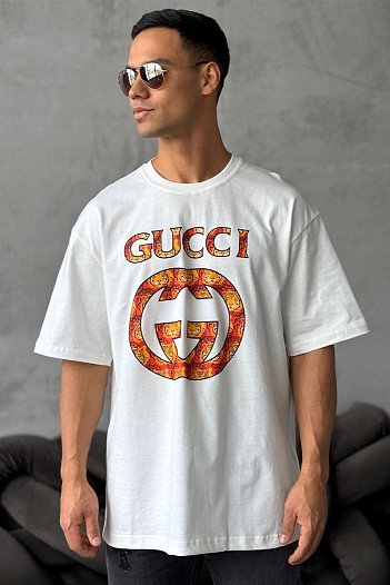 Оверсайз футболка Gucci белого цвета   