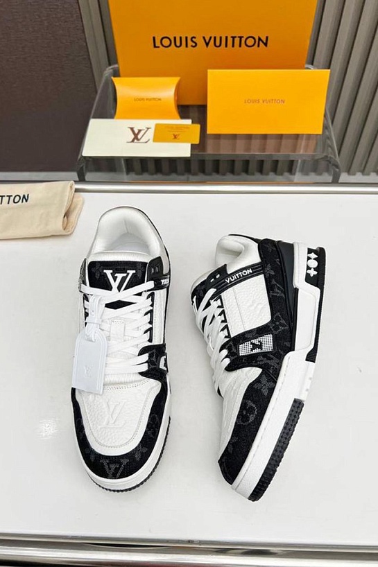 Кожаные кроссовки Louis Vuitton Trainer Monogram - White / Black