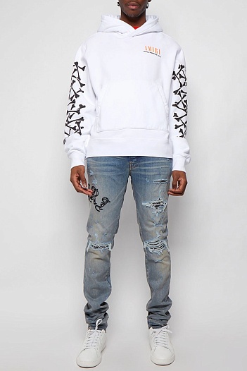 Белое мужское худи Amiri Bones logo-print   