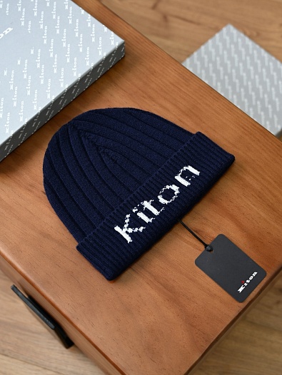 Кашемировая шапка Kiton premium - Dark Blue   
