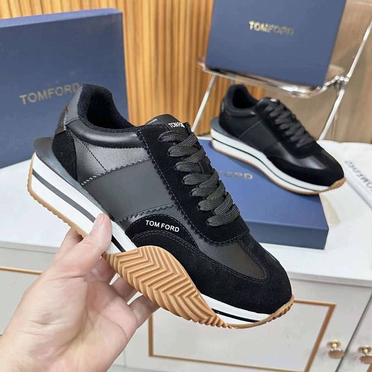 Комбинированные кроссовки Tom Ford James low-top - Black   